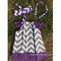 grey chevron purple polka dot pillow dress girl dress peasant dress with headband and necklace